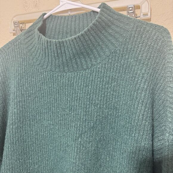 Goodthreads Wool blend Sweater Men's Large forest green mock neck Pullover Cabin - Picture 2 of 6